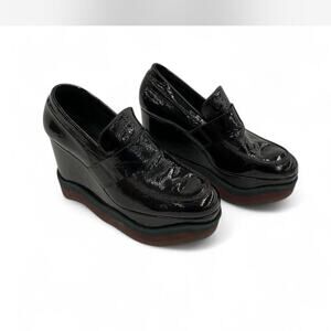 |Paloma Barceló| Black Patent Leather Platform Loafers Woman’s EU 39 or 8.5 US